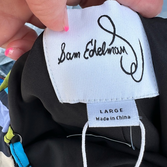 SAM EDELMAN Black Multi Butterfly Print Maxi Dress Tie Waist Large L NEW NWT - Picture 5 of 5